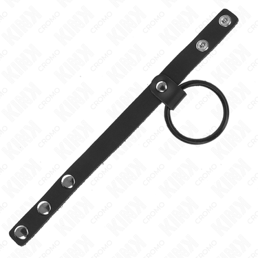 Anello pene in silicone e pelle con divisore per palline, massima stimolazione